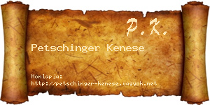 Petschinger Kenese névjegykártya